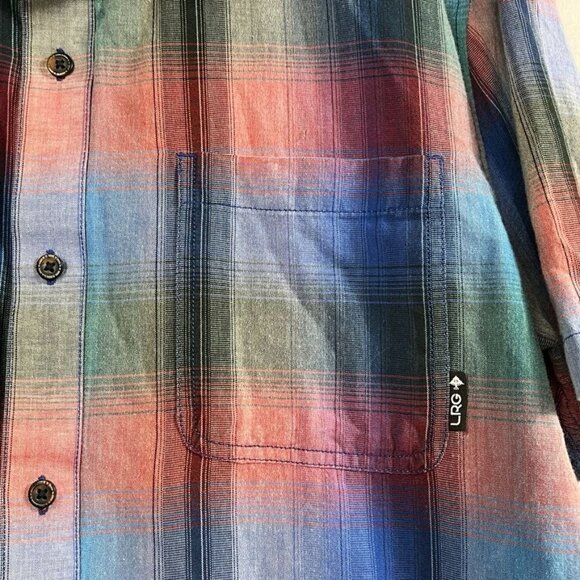 LRG Lifted Research Group Plaid Short Sleeve Button Shirt Men XL Skateboard Surf - Picture 2 of 9